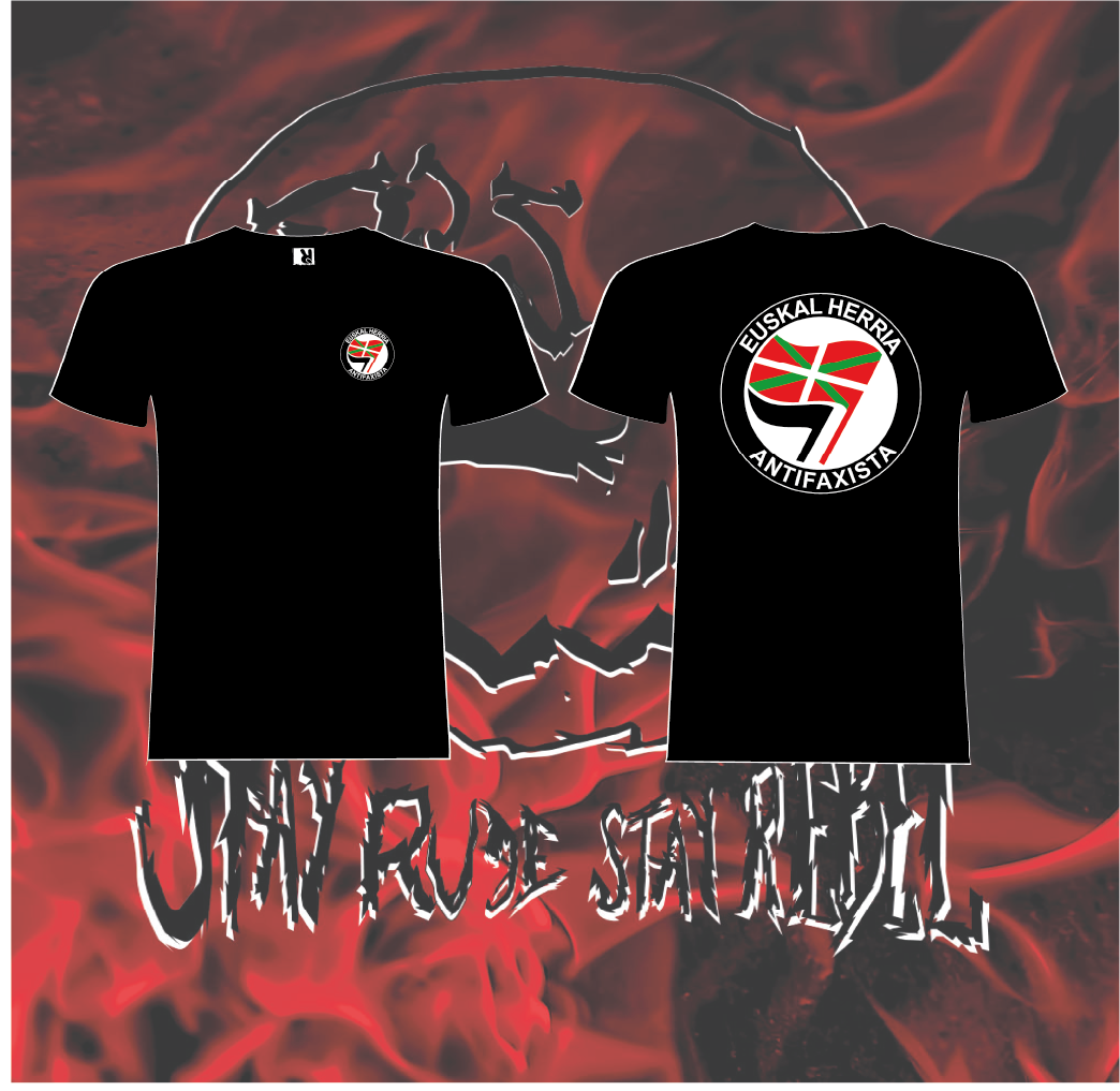 CAMISETA NEGRA EUSKAL HERRIA IKURRIÑA PECHO Y ESPALDA